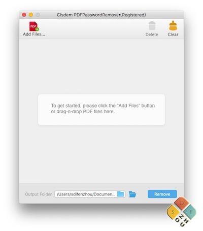 Cisdem PDFPasswordRemover 主界面
